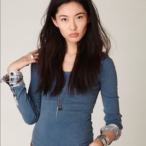 Free People Long Sleeves Waffle Shirt  XS